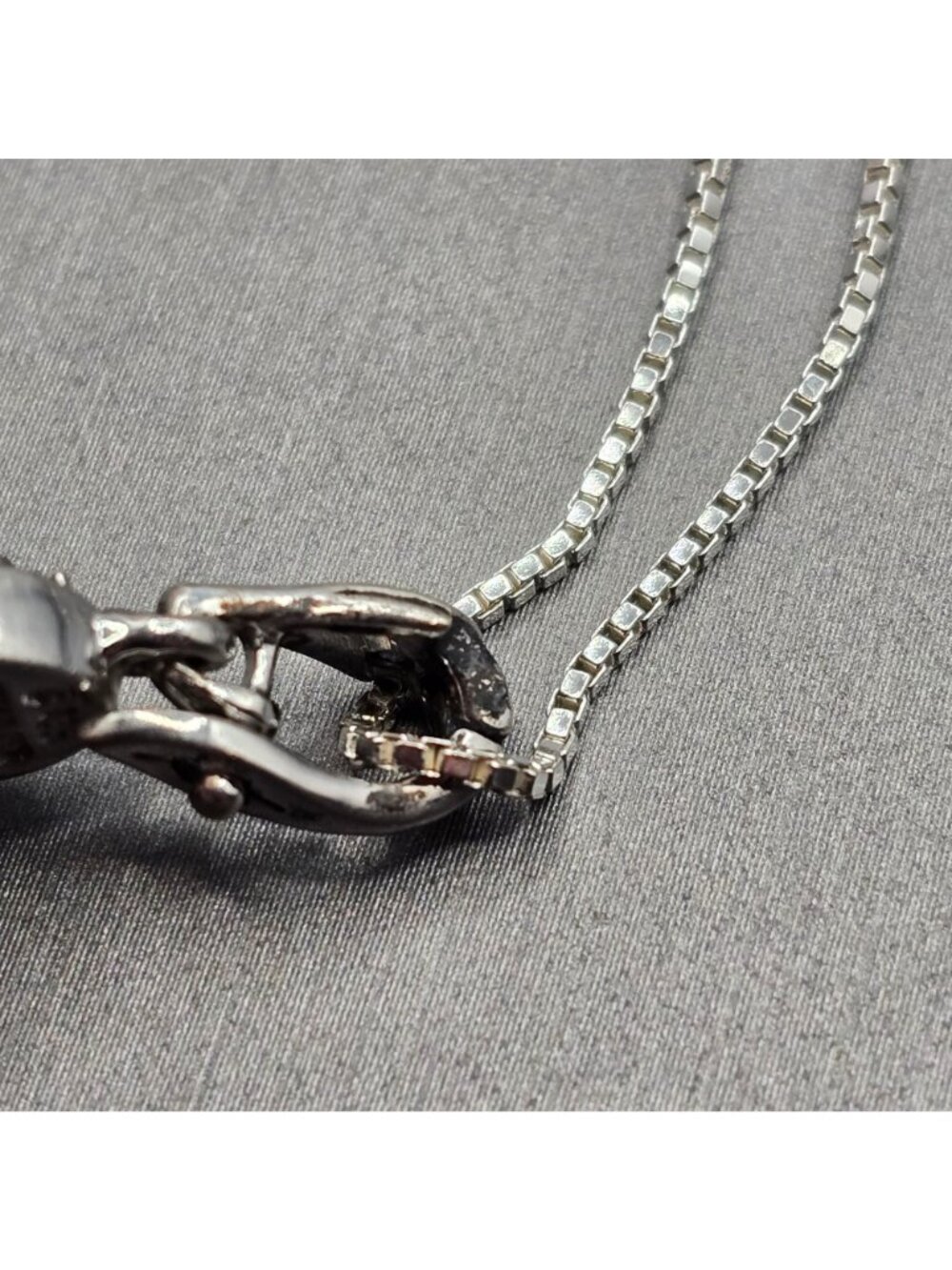 Vintage Sterling Silver Tanzanite Key Pendant Enhancer Necklace 18" Signed JC - Picture 6 of 13